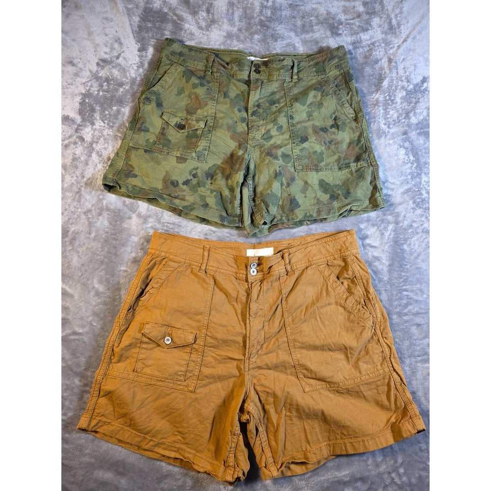 Anthropologie The Wanderer Shorts Women 32 Green Camo/Rust‎ Bundle 2 Pair